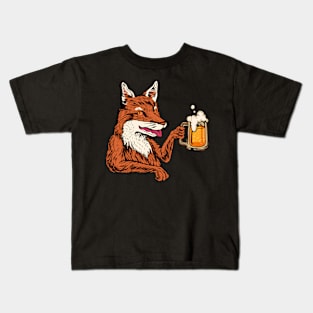 Cheers - Fox drinks beer - Beer festival Kids T-Shirt